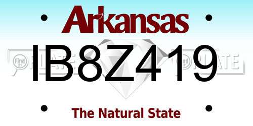 IB8Z419 Arkansas License Plate