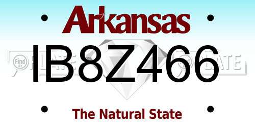 IB8Z466 Arkansas License Plate