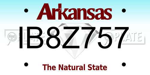 IB8Z757 Arkansas License Plate