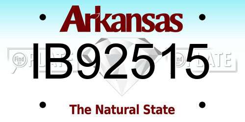 IB92515 Arkansas License Plate