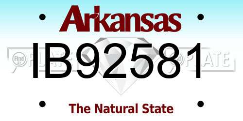 IB92581 Arkansas License Plate