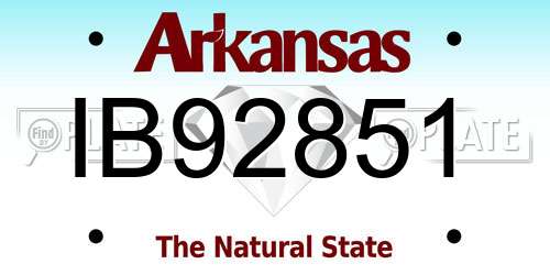 IB92851 Arkansas License Plate