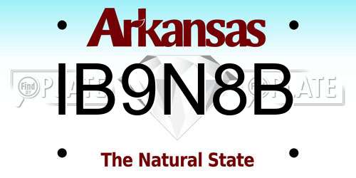 IB9N8B Arkansas License Plate