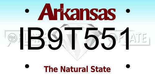 IB9T551 Arkansas License Plate