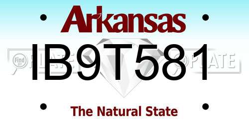 IB9T581 Arkansas License Plate