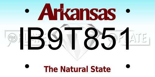 IB9T851 Arkansas License Plate