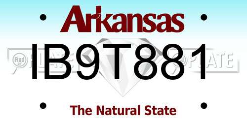 IB9T881 Arkansas License Plate