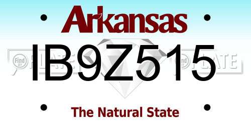 IB9Z515 Arkansas License Plate