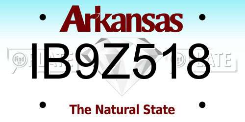 IB9Z518 Arkansas License Plate