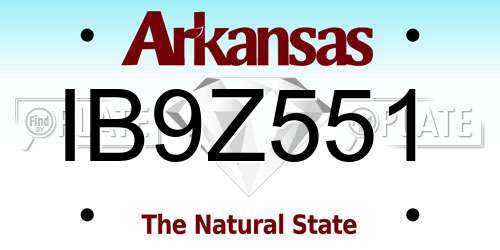IB9Z551 Arkansas License Plate