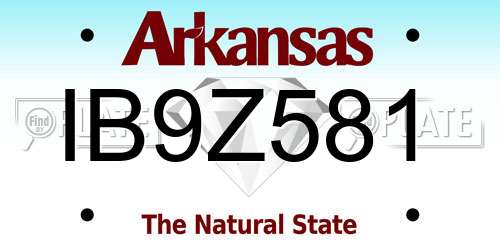 IB9Z581 Arkansas License Plate