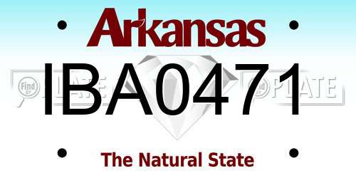IBA0471 Arkansas License Plate