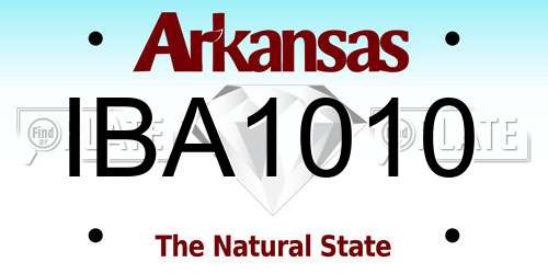 IBA1010 Arkansas License Plate