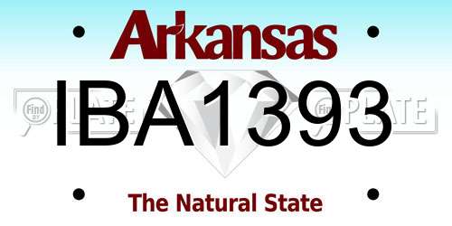 IBA1393 Arkansas License Plate