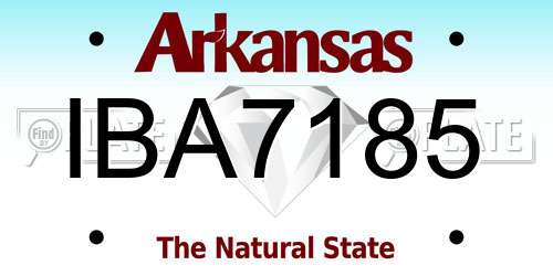 IBA7185 Arkansas License Plate