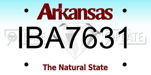 IBA7631 Arkansas License Plate