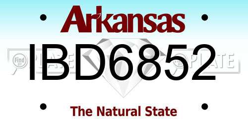 IBD6852 Arkansas License Plate