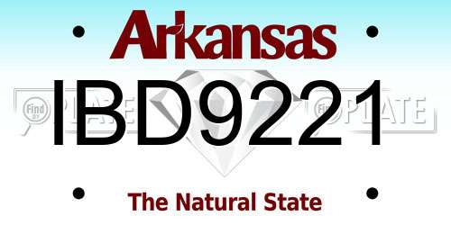 IBD9221 Arkansas License Plate