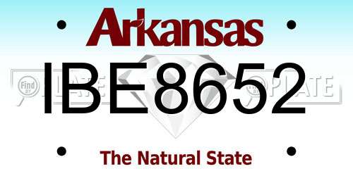 IBE8652 Arkansas License Plate