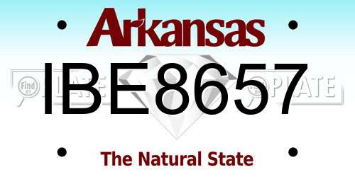 IBE8657 Arkansas License Plate