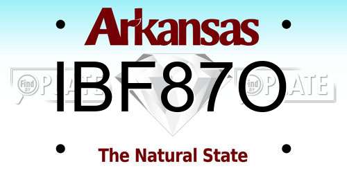 IBF87O Arkansas License Plate