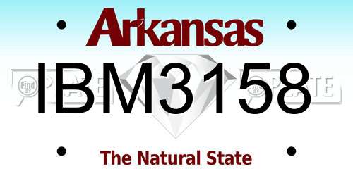 IBM3158 Arkansas License Plate