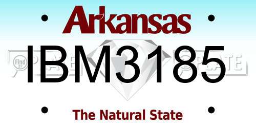 IBM3185 Arkansas License Plate