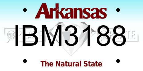 IBM3188 Arkansas License Plate