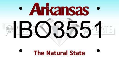 IBO3551 Arkansas License Plate
