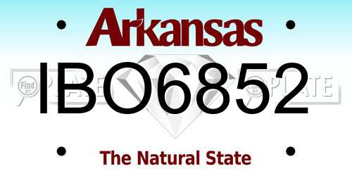 IBO6852 Arkansas License Plate