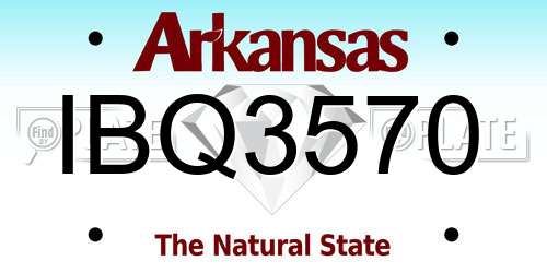 IBQ3570 Arkansas License Plate