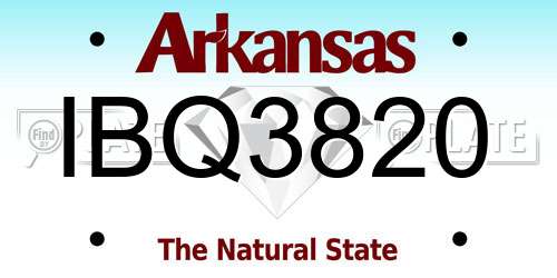 IBQ3820 Arkansas License Plate