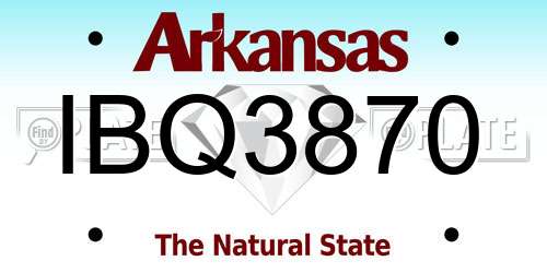 IBQ3870 Arkansas License Plate