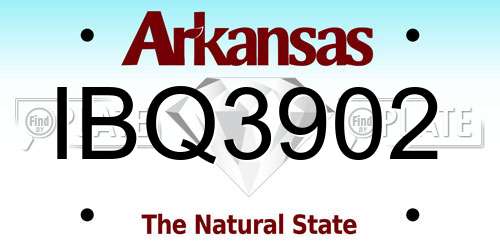 IBQ3902 Arkansas License Plate