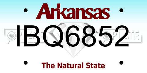 IBQ6852 Arkansas License Plate