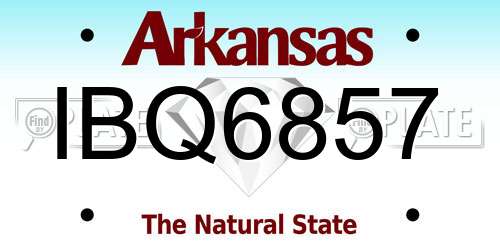 IBQ6857 Arkansas License Plate