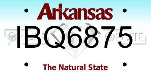 IBQ6875 Arkansas License Plate
