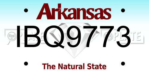 IBQ9773 Arkansas License Plate