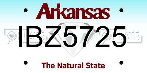 IBZ5725 Arkansas License Plate