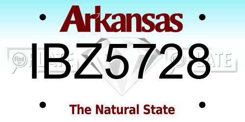 IBZ5728 Arkansas License Plate
