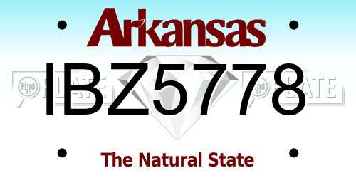 IBZ5778 Arkansas License Plate