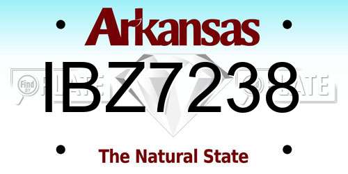 IBZ7238 Arkansas License Plate