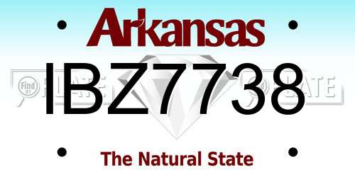 IBZ7738 Arkansas License Plate