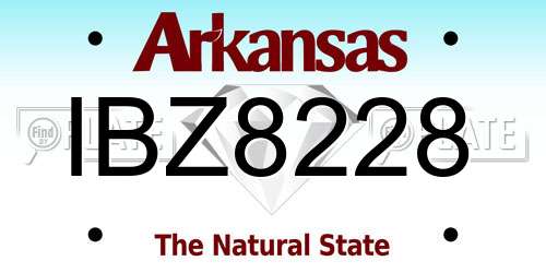 IBZ8228 Arkansas License Plate
