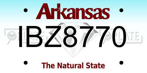 IBZ8770 Arkansas License Plate
