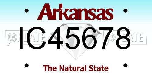 IC45678 Arkansas License Plate