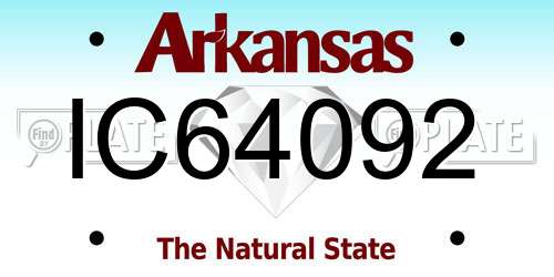 IC64092 Arkansas License Plate