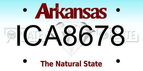 ICA8678 Arkansas License Plate