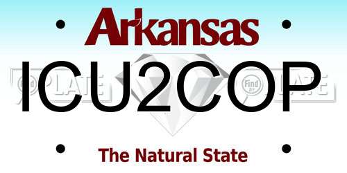 ICU2COP Arkansas License Plate