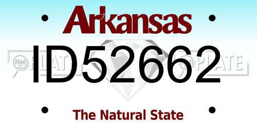 ID52662 Arkansas License Plate